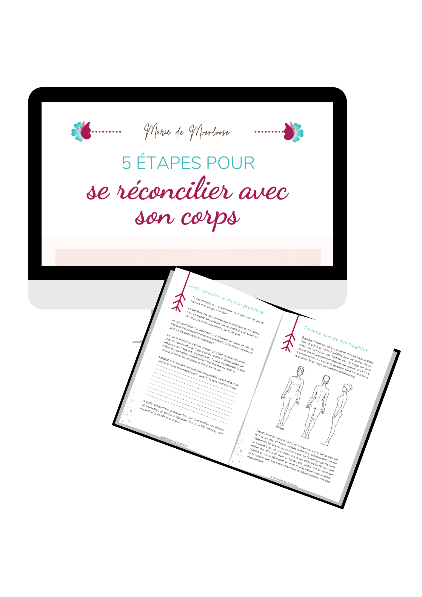 Image de promotion avec le contenu du guide - 5 étapes pour se réconcilier avec son corps